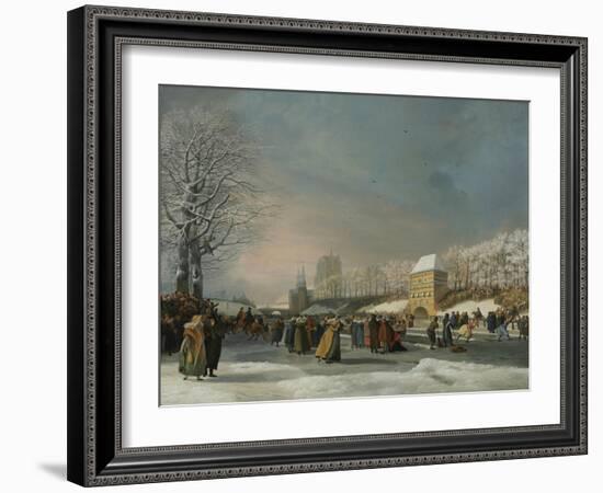 The Women's Speed-Skating Race on the Westersingel in Leeuwarden, January 21, 1809-Nicolaas Baur-Framed Giclee Print