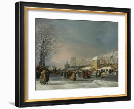 The Women's Speed-Skating Race on the Westersingel in Leeuwarden, January 21, 1809-Nicolaas Baur-Framed Giclee Print