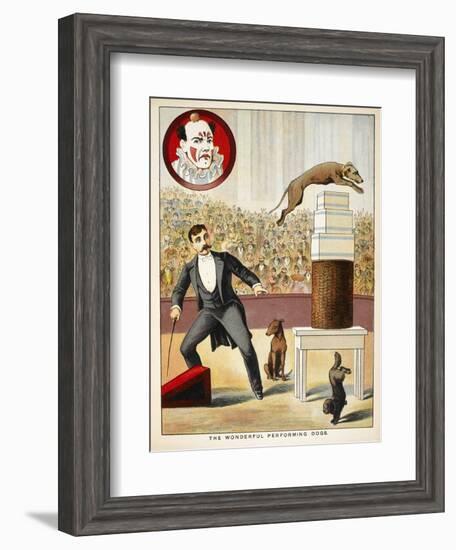 The Wonderful Performing Dogs'. an Act Involving Dogs in a Circus Ring-null-Framed Giclee Print