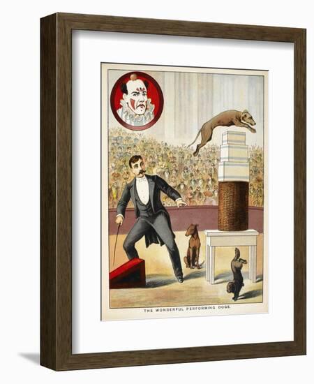 The Wonderful Performing Dogs'. an Act Involving Dogs in a Circus Ring-null-Framed Giclee Print