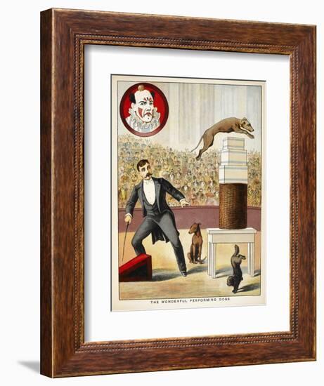 The Wonderful Performing Dogs'. an Act Involving Dogs in a Circus Ring-null-Framed Giclee Print