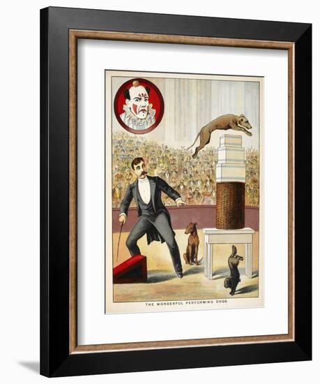 The Wonderful Performing Dogs'. an Act Involving Dogs in a Circus Ring-null-Framed Giclee Print