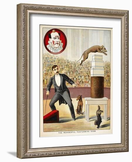 The Wonderful Performing Dogs'. an Act Involving Dogs in a Circus Ring-null-Framed Giclee Print