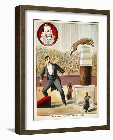 The Wonderful Performing Dogs'. an Act Involving Dogs in a Circus Ring-null-Framed Giclee Print