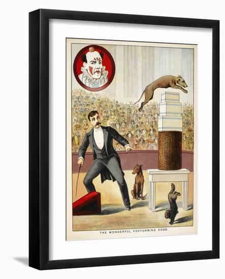 The Wonderful Performing Dogs'. an Act Involving Dogs in a Circus Ring-null-Framed Giclee Print