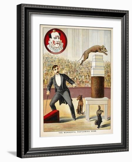 The Wonderful Performing Dogs'. an Act Involving Dogs in a Circus Ring-null-Framed Giclee Print