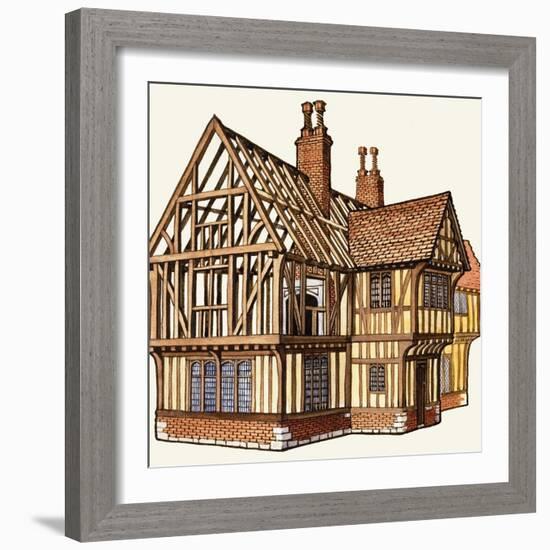 The Wonderful Story of Britain: Building a Tudor House-Peter Jackson-Framed Giclee Print