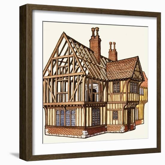 The Wonderful Story of Britain: Building a Tudor House-Peter Jackson-Framed Giclee Print