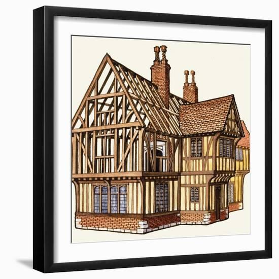 The Wonderful Story of Britain: Building a Tudor House-Peter Jackson-Framed Giclee Print