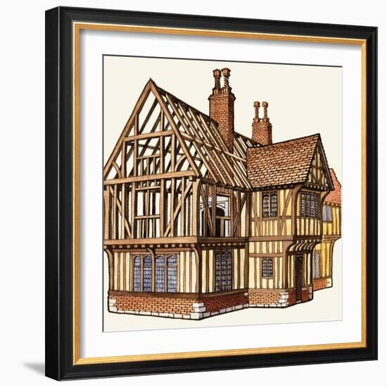 The Wonderful Story of Britain: Building a Tudor House-Peter Jackson-Framed Giclee Print