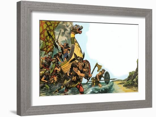 The Wonderful Story of Britain: The Coming of the Vikings-Peter Jackson-Framed Giclee Print