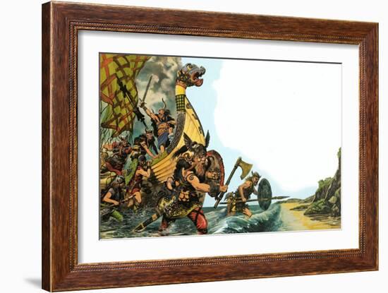 The Wonderful Story of Britain: The Coming of the Vikings-Peter Jackson-Framed Giclee Print