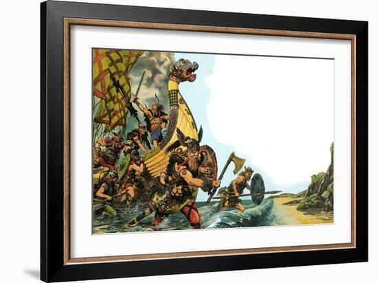 The Wonderful Story of Britain: The Coming of the Vikings-Peter Jackson-Framed Giclee Print