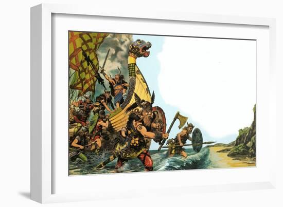 The Wonderful Story of Britain: The Coming of the Vikings-Peter Jackson-Framed Giclee Print