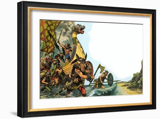 The Wonderful Story of Britain: The Coming of the Vikings-Peter Jackson-Framed Giclee Print