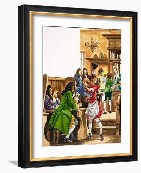 The Wonderful Story of Britain: The Wonderful Coffee-Houses-Peter Jackson-Framed Giclee Print