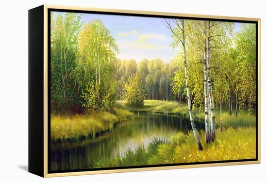 The Wood River In Autumn Day-balaikin2009-Framed Stretched Canvas