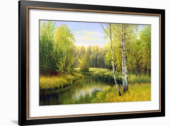 The Wood River In Autumn Day-balaikin2009-Framed Premium Giclee Print