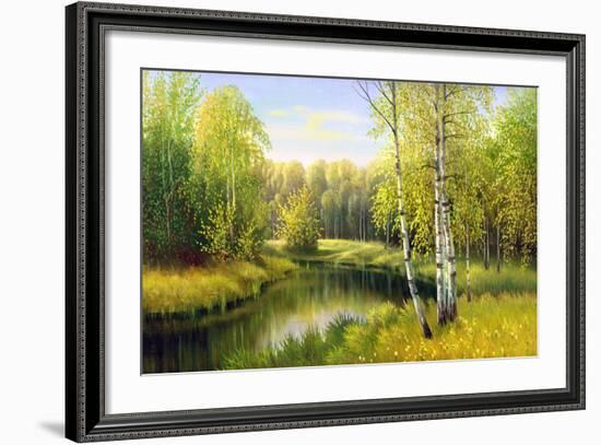 The Wood River In Autumn Day-balaikin2009-Framed Art Print