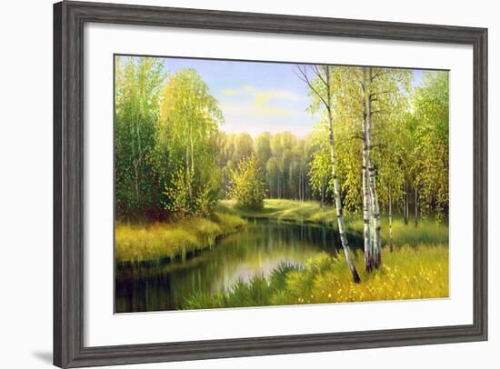 The Wood River In Autumn Day-balaikin2009-Framed Art Print