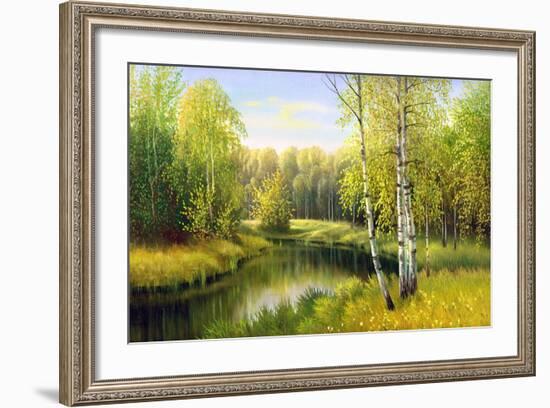 The Wood River In Autumn Day-balaikin2009-Framed Art Print