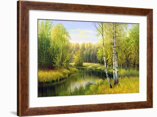 The Wood River In Autumn Day-balaikin2009-Framed Art Print