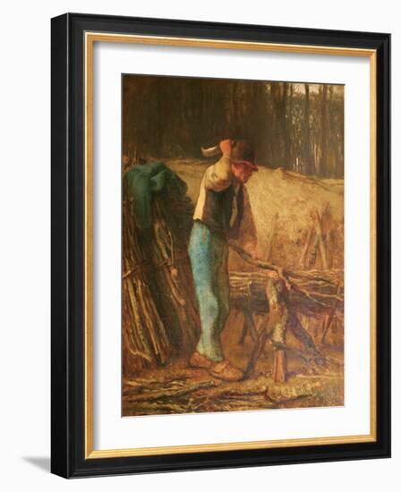The Wood Splitter (Oil on Canvas)-Jean-Francois Millet-Framed Giclee Print