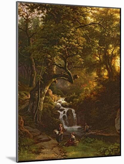 The Wooded Stream (Fishing), 19Th Century-Barend Cornelis Koekkoek-Mounted Giclee Print