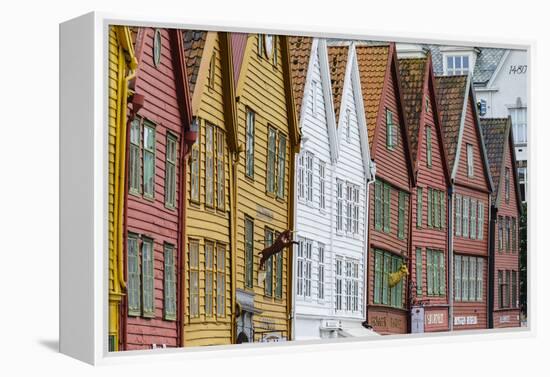 The Wooden Hanseatic Merchants Buildings of the Bryggen, Norway-Amanda Hall-Framed Premier Image Canvas