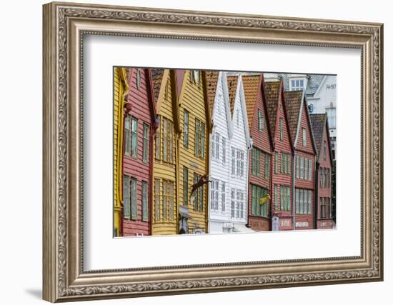 The Wooden Hanseatic Merchants Buildings of the Bryggen, Norway-Amanda Hall-Framed Photographic Print