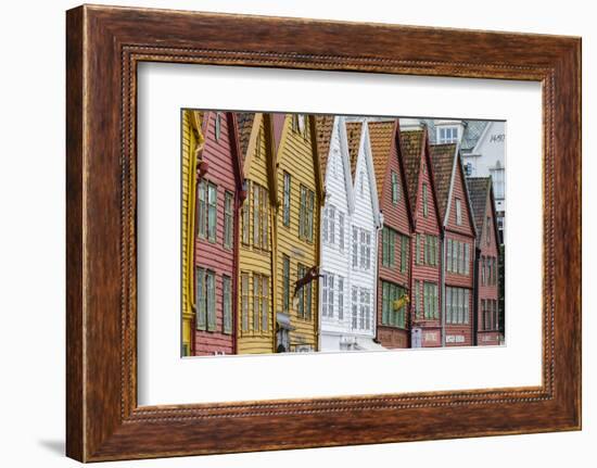 The Wooden Hanseatic Merchants Buildings of the Bryggen, Norway-Amanda Hall-Framed Photographic Print