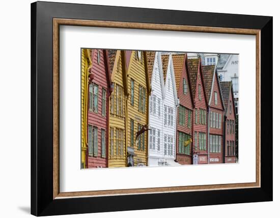 The Wooden Hanseatic Merchants Buildings of the Bryggen, Norway-Amanda Hall-Framed Photographic Print