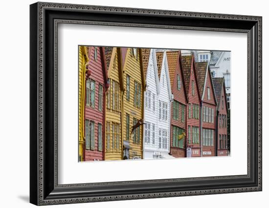 The Wooden Hanseatic Merchants Buildings of the Bryggen, Norway-Amanda Hall-Framed Photographic Print