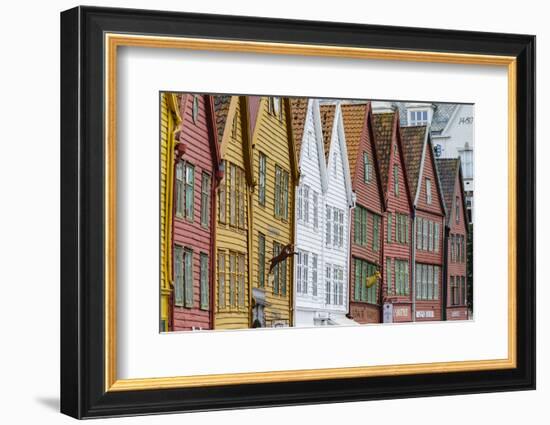 The Wooden Hanseatic Merchants Buildings of the Bryggen, Norway-Amanda Hall-Framed Photographic Print