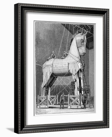 The Wooden Horse from the Opera of 'Les Troyens', by Hector Berlioz, 1898 (litho)-French School-Framed Giclee Print