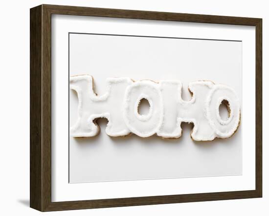 The Word Hoho in Gingerbread with White Icing-null-Framed Photographic Print