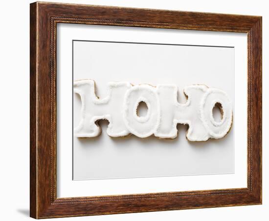 The Word Hoho in Gingerbread with White Icing-null-Framed Photographic Print