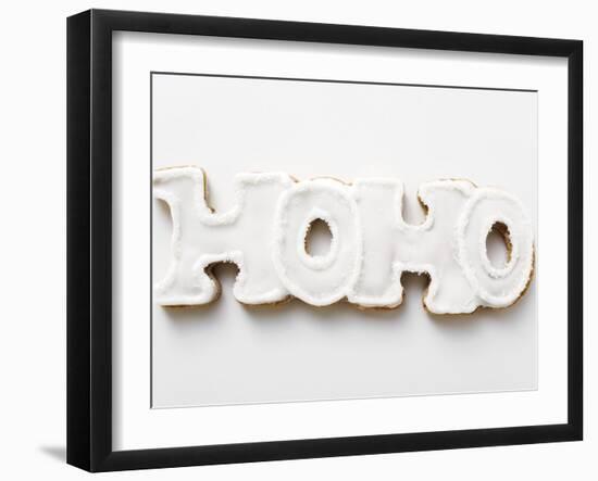 The Word Hoho in Gingerbread with White Icing-null-Framed Photographic Print