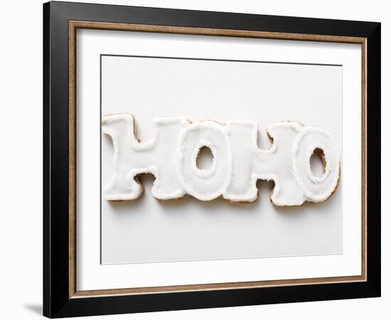 The Word Hoho in Gingerbread with White Icing-null-Framed Photographic Print