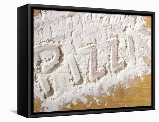 The Word 'PIZZA' Written in Flour-Yehia Asem El Alaily-Framed Premier Image Canvas