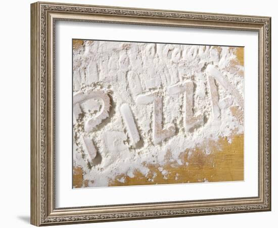 The Word 'PIZZA' Written in Flour-Yehia Asem El Alaily-Framed Photographic Print