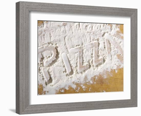 The Word 'PIZZA' Written in Flour-Yehia Asem El Alaily-Framed Photographic Print