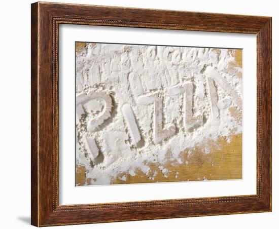 The Word 'PIZZA' Written in Flour-Yehia Asem El Alaily-Framed Photographic Print