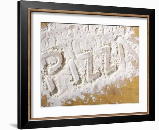 The Word 'PIZZA' Written in Flour-Yehia Asem El Alaily-Framed Photographic Print