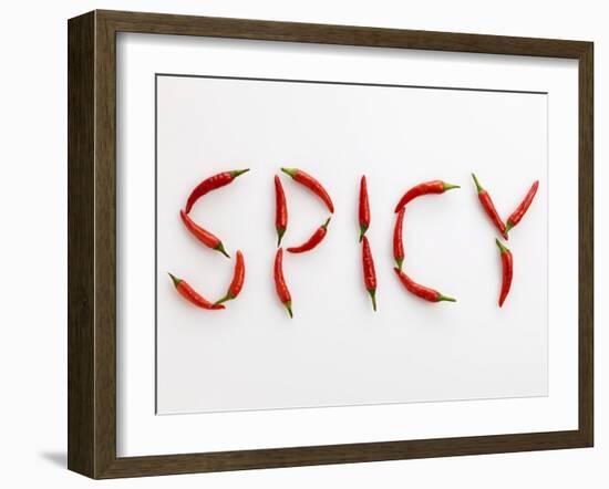 The Word 'SPICY' Written in Red Chillies-Peter Rees-Framed Photographic Print