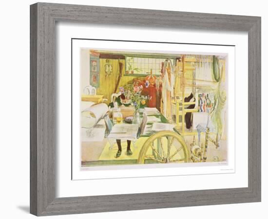 The Workroom, Published in "Lasst Licht Hinin," ("Let in More Light") 1909-Carl Larsson-Framed Giclee Print