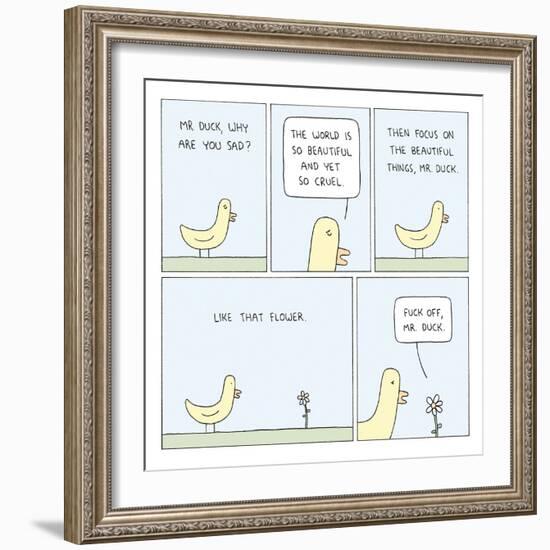 The World and Mr. Duck-Reza Farazmand-Framed Art Print