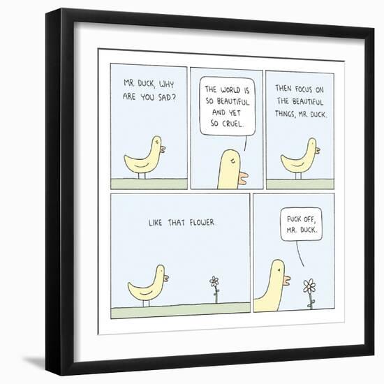 The World and Mr. Duck-Reza Farazmand-Framed Art Print