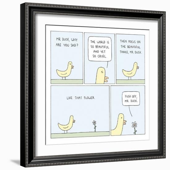 The World and Mr. Duck-Reza Farazmand-Framed Art Print