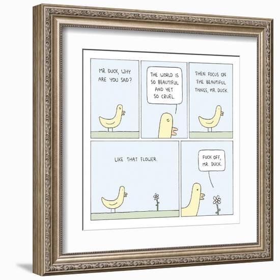 The World and Mr. Duck-Reza Farazmand-Framed Art Print